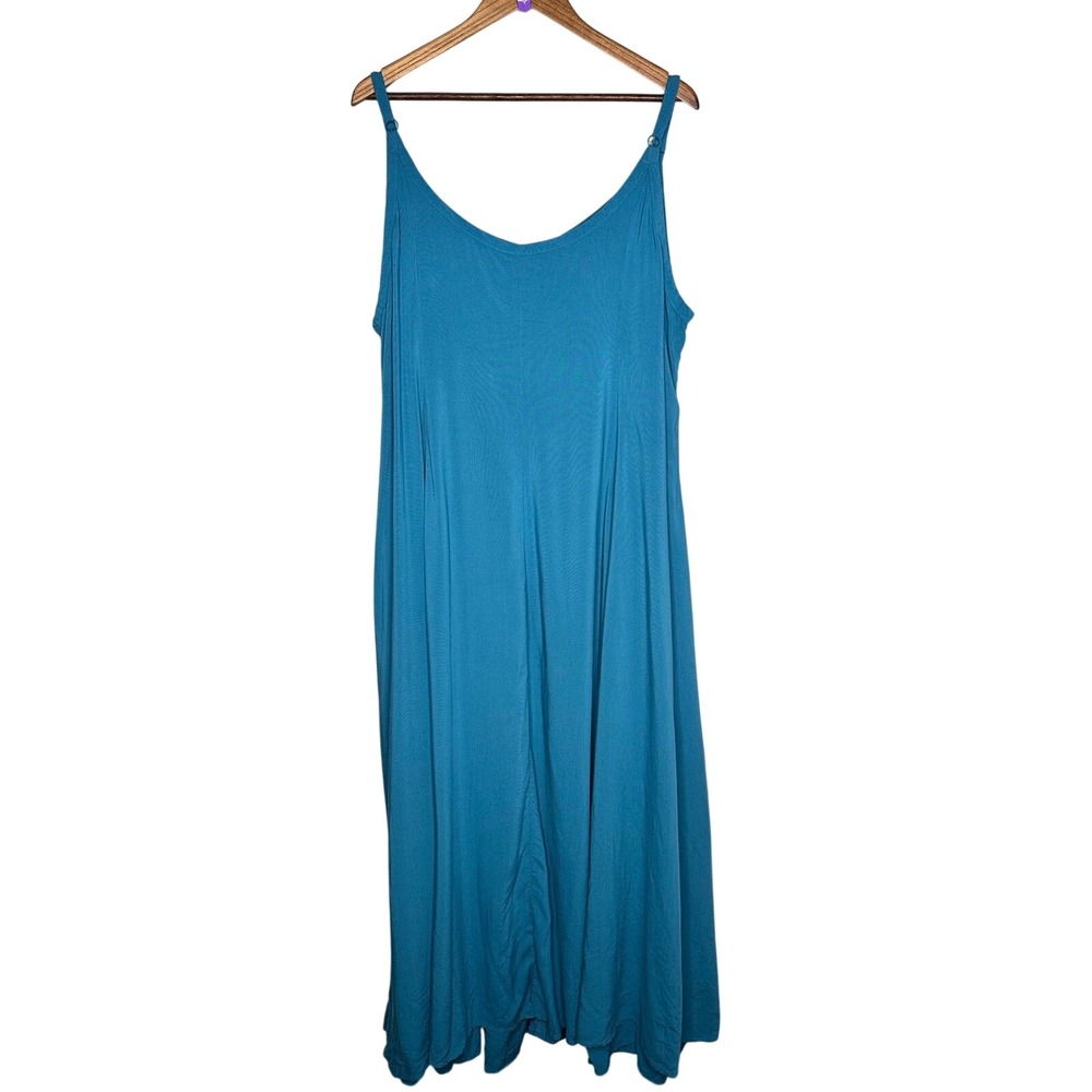 Torrid Maxi Dress Womens Sz 4 Challis Trapeze Blue Steel A Line Sleeveless